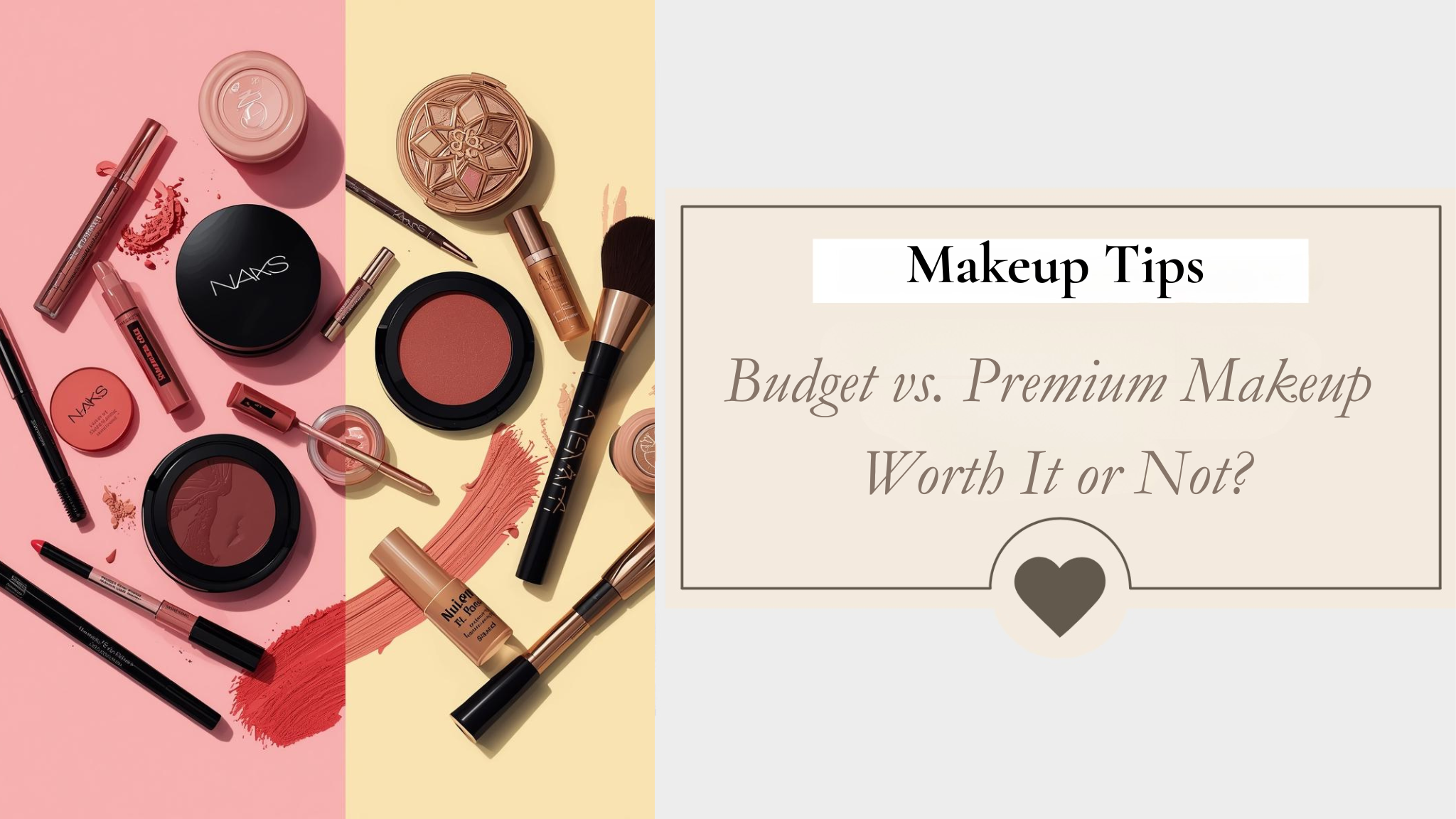 Budget and premium makeup products side-by-side — understanding the difference helps you spend wisely.